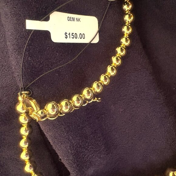 Aqua Gold Large Rhinestone Necklace NWT - Picture 4 of 12